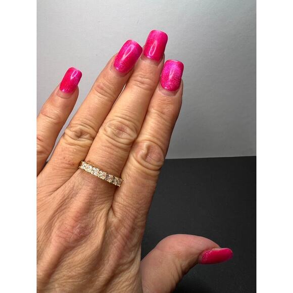 Moissanite 7 stone ring yg over sterling silver ring size 9 - Picture 8 of 11